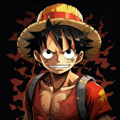 destroyed clipart of One Piece Monkey D.Luffy with black backround