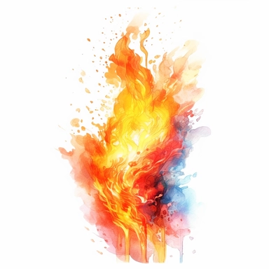 watercolor fire Incantations, flame around, detailed, hd, clipart