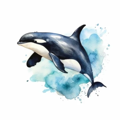 Watercolor killer whale clipart,