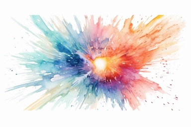 Watercolor, Design a gamma-ray burst afterglow, the fading emission following a powerful gamma-ray burst event clipart, hd, on a white background, spaced out