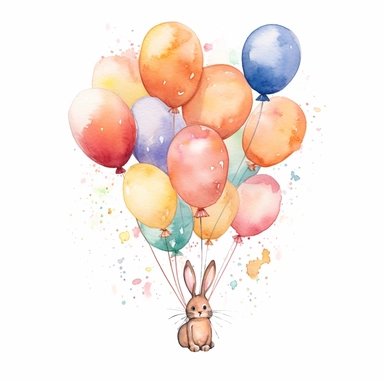 whimsical watercolour clip art against a white background easter themed balloons