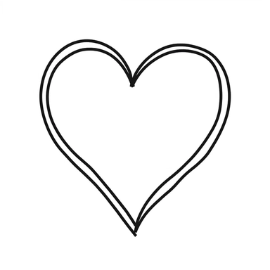 Mininalist simple basic single line hand drawn heart outline silhouette SVG Clipart, black and white, isolated on white background