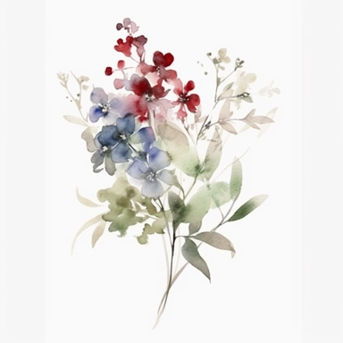 small red flower bouquet, delicate red flower, elegant, in the style of watercolor painting, etsy clipart, marriage flower clipart, white background, red flowers