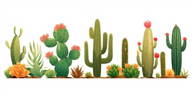 clean, cactus design, clip art style on a white background