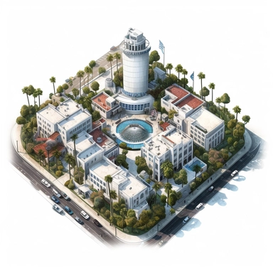 clipart Hollywood , America , top view , photo realistic, white background