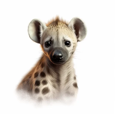 hyena safari baby animal photorealistic clipart,on white background