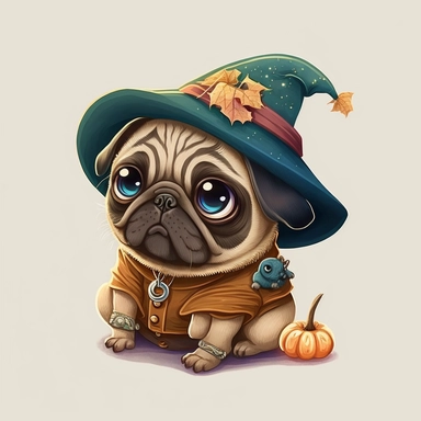 logo, children's clothing, clipart, fictional, halloween costume, cute pug, baby