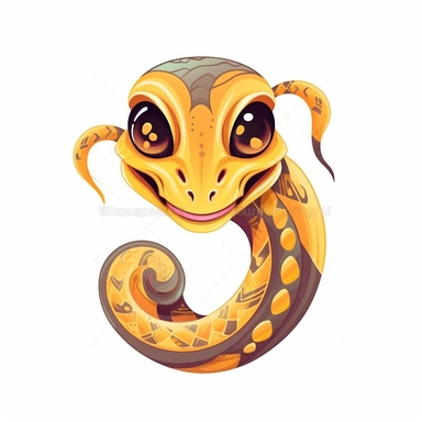 fantasy happy cute cobra face, cartoon, clipart, mascot, isolated on white background