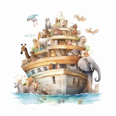 watercolour Noah's Ark clipart, white background