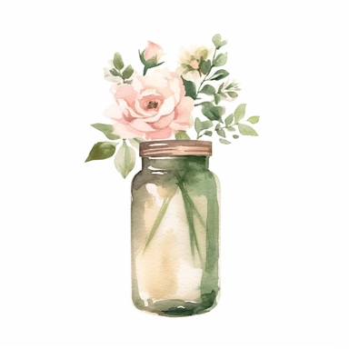 Craft a dreamy watercolor clipart of a rose in a simple bud vase or a sleek glass cylinder composition, using a muted and vintage-inspired color palette of dusty pinks and earthy greens. Infuse the artistic style of Vintage Blooms Watercolors for a nostalgic and timeless depiction. isolated on a white background, 8k uhd,