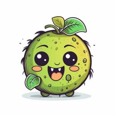 cute Kiwi Fruit, happy and smiling, bold line, clipart, sticker, white background, no shadow, 8k detail