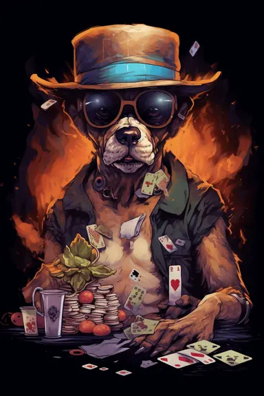 A detailed illustration a Skull of dog wearing expensive sunglasses and playing poker, with gentleman hat, smoking cigar, t-shirt design, poker cards around his neck, jewlery on, t-shirt design, in the style of Studio Ghibli, pastel tetradic colors, 3D vector art, cute and quirky, fantasy art, watercolor effect, bokeh, Adobe Illustrator, hand-drawn, digital painting, highly detailed clean, vector image flat white background, isometric, vector image, clipart, front view, retro style, white backgr