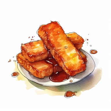 hand painted fish fingers clipart for cookbook maple syrup illustration no background