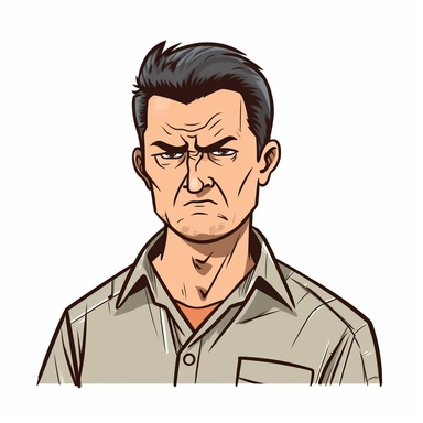 A Man with Angry Face, Body and Hand Expression, White background, Half Body Image, Clipart, Vector illustration
