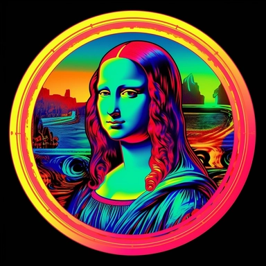 design for youth mona lisa CLIP ART, INSIDE OF A CIRCLE , high details, neon, fluorescent, high resolution - <@1085096244751372308> (fast)