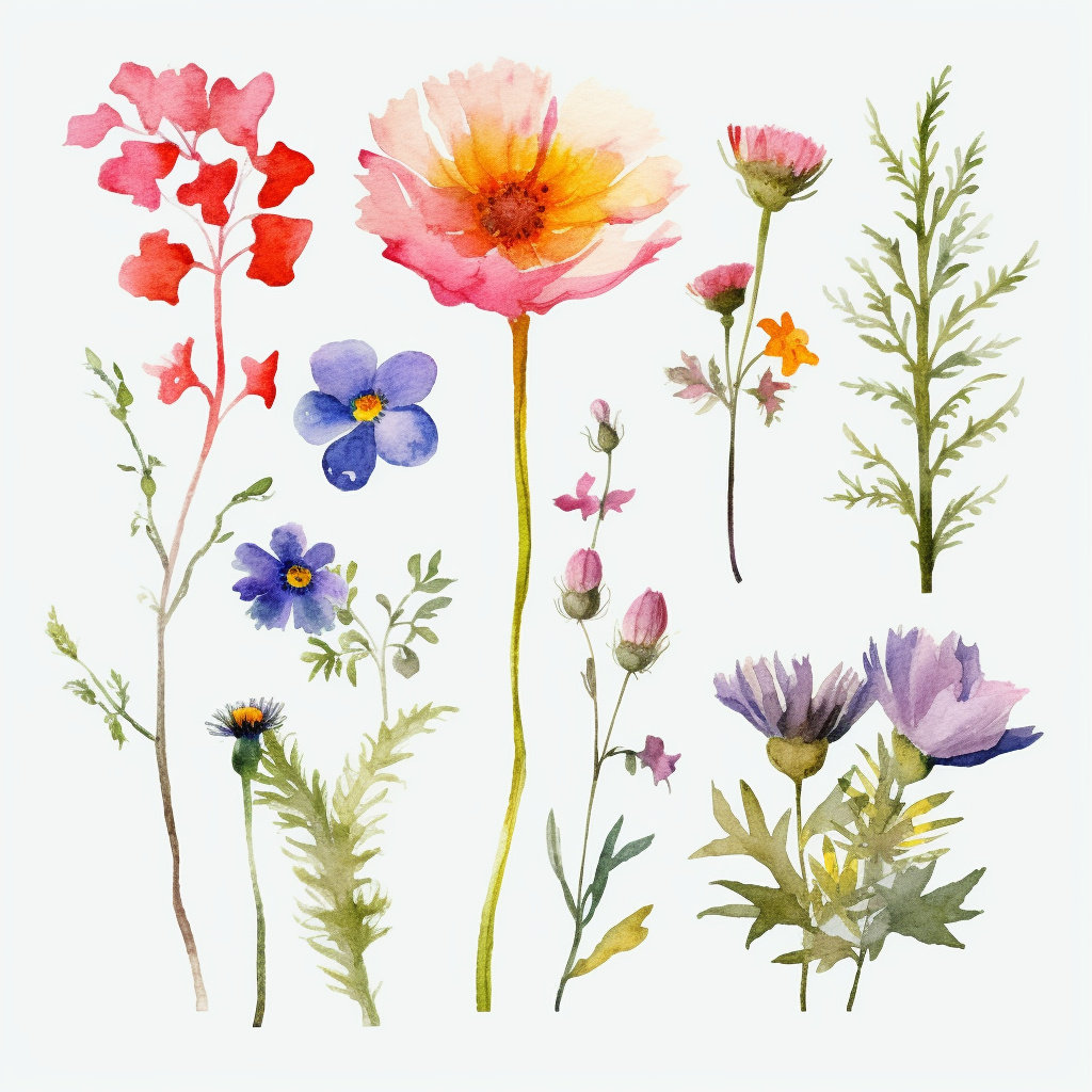 wild flowers clip art watercolor - Clip Art Library