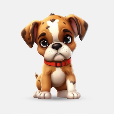 Boxer puppy, Clipart, Digital art, kawaii, disney style, hyperdetailed, 1080p, Ultra-HD no background