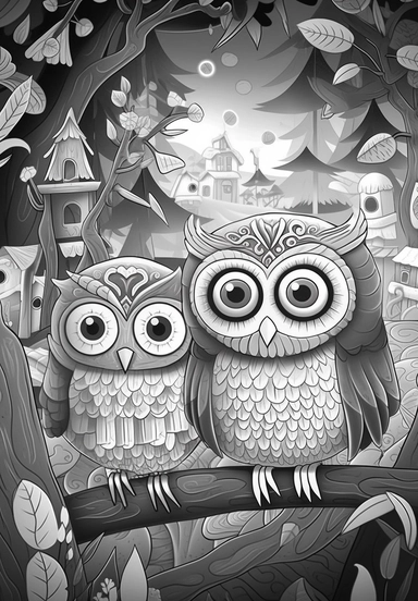 simple and easy coloring page design, coloring page for kids, owl Turning their heads almost 360 degrees, cartoon character silhouette illustration cliparts image, high resolution, #screenshotsaturday, whimsical children's book illustrator, Kęstutis Kasparavičius, in the style of India Civilization