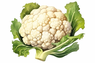 Watercolor , Cauliflower, clipart, hd, on a white background, spaced out