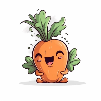 cute Carrot, happy and smiling, bold line, clipart, sticker, white background, no shadow, 8k detail