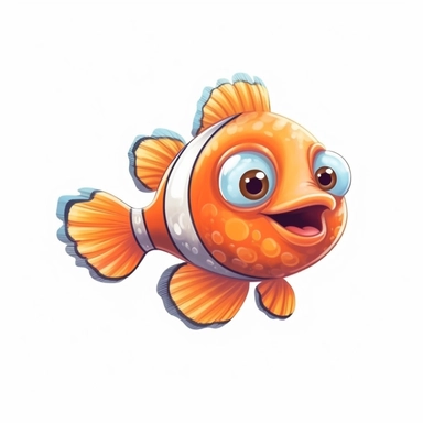 cute pastel clownfish clipart, Cartoon, high detail, illustration style, high solution, on the white background