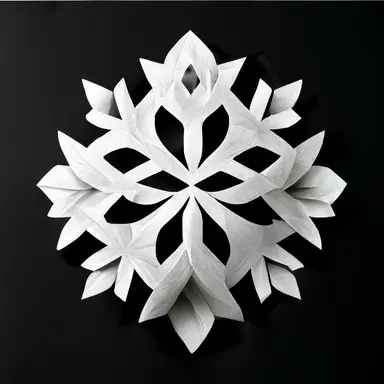white paper snowflake, snowflake made of white paper, black background, no shadow, clipart