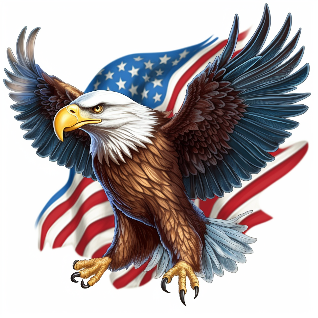 Patriotic Bald Eagle: A striking clipart depicting a majestic bald ...