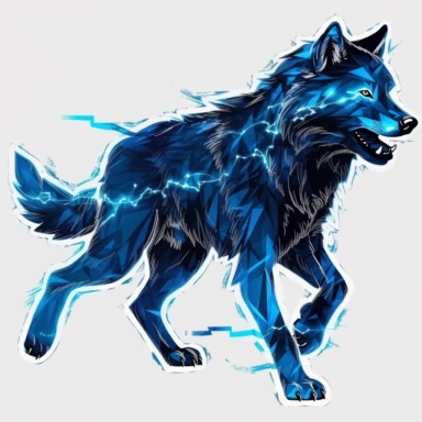 Blue wolf walking, lightening clipart