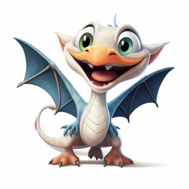 clipart, cartoon Pteranodon, in the style of imax, playful and lighthearted compositions, childlike innocence and charm, uhd image, realistic and hyper-detailed renderings, movie still, utilizes, white background