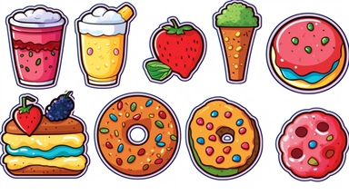 cartoon food clipart, isolated, white background, vector graphic