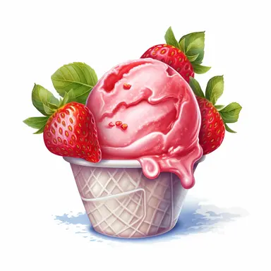 one clipart Strawberry ice-cream on a white background, in the style of wlop, southern countryside, collage-oriented, sterling silver highlights, colorful caricature, emotionally-charged brushstrokes, hyper-realistic animal illustrations, no watermark, text, words, paintbrush, 300 DPI, typography, the images do not stick together, no text in the picture