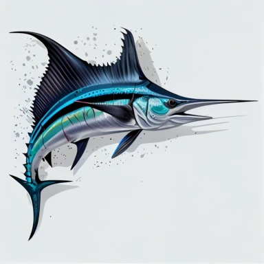 marlin taxidermy on white background clipart
