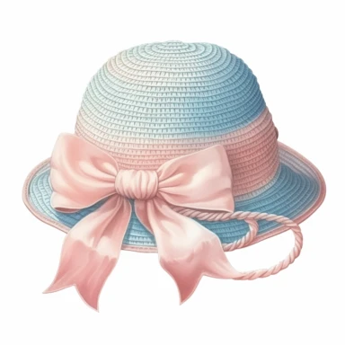 Clipart, vintage illustration, cute knitting baby's beach hat, pastel color, hand drawn