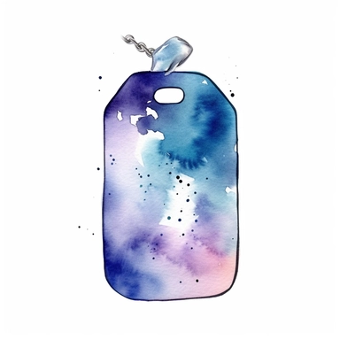 Watercolor dog tag clipart, white isolated background, space out, hd