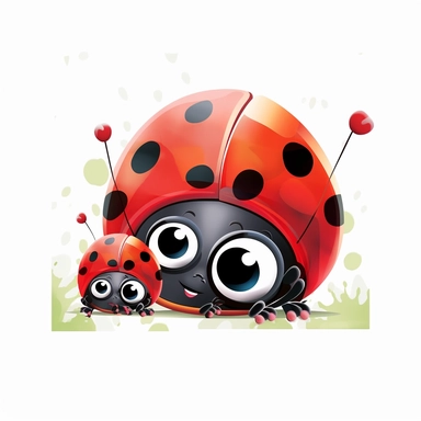 Cute Mom and Baby Ladybug Sublimation Clipart, Clipart, white background, no watermark, no text, no word,
