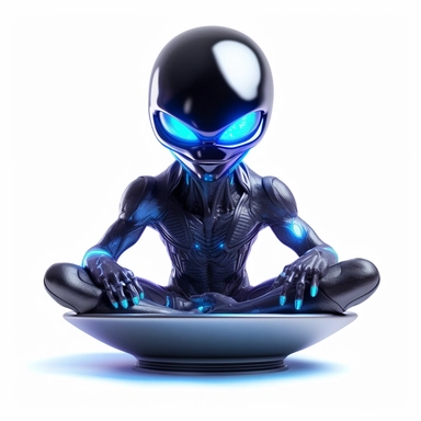 Alien gaming holographic clipart. White background.