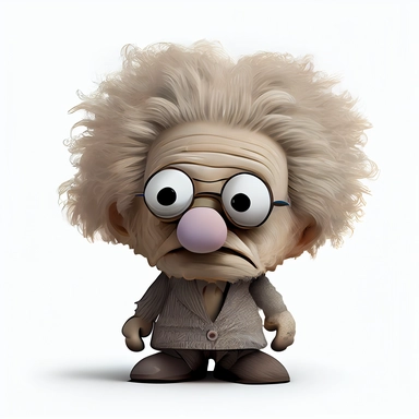 einstein, muppet style , clipart, white background