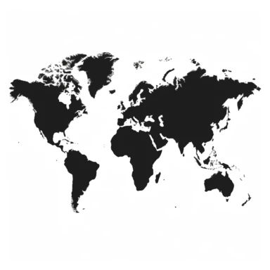 black world map graphic clipart in white background