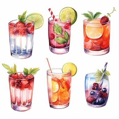 Cocktail Clipart, Water Color Cocktail Clipart Pack, Alcohol drinks Clipart , Cocktail illustrations, Digital Art Collection