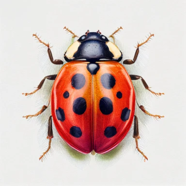 top view of watercolor ladybug, clip art, water color style, white background, no text or words