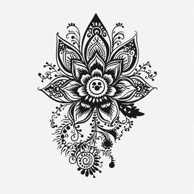 henna tattoo clipart, transparent background