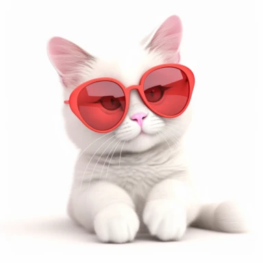 Valentine's Day pet kitten cat wearing heart love sunglasses clipart, Isolated on white background