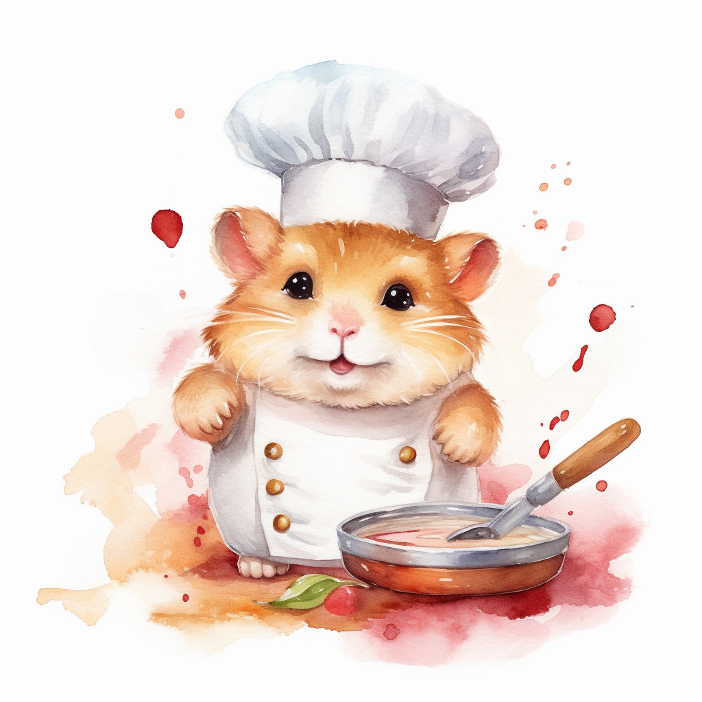 watercolor clipart, A cute chubby hamster, in style cook, ultra ...