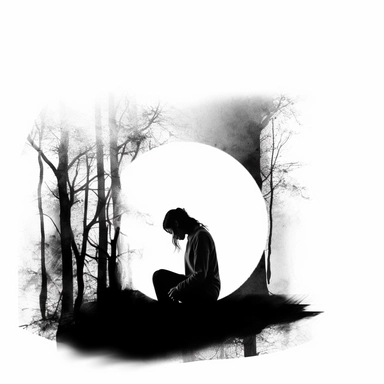 sad, lonely, hopeless, depression, dark, expressionism, artistic clipart border, white border, cutout border, borderless design