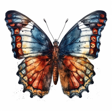 butterfly illustration, detailed, vivid color, beautiful, clipart, isolated on white background, magical, mystical