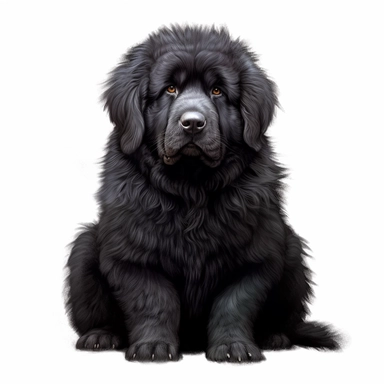 Dog Puppy breed Newfoundland big fluffy black 3D clipart