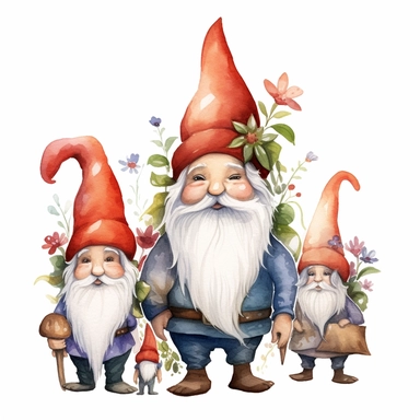 gnome family clipart, white background