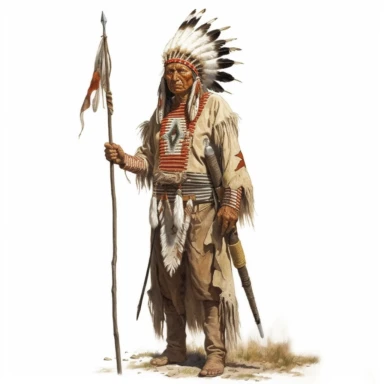 Sioux chief, full length, clipart, white background