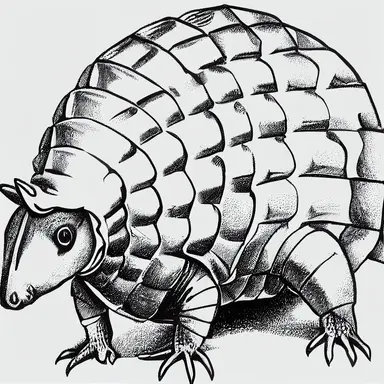 armadillo, easy to draw, black and white only, incredibly basic, clipart, clip art, no color, no shading, few lines, very simple