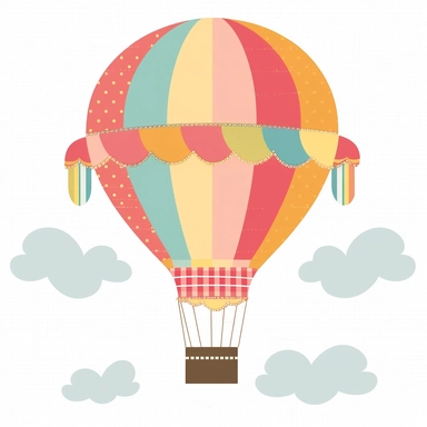 Hot Air Balloon Clipart, White Background